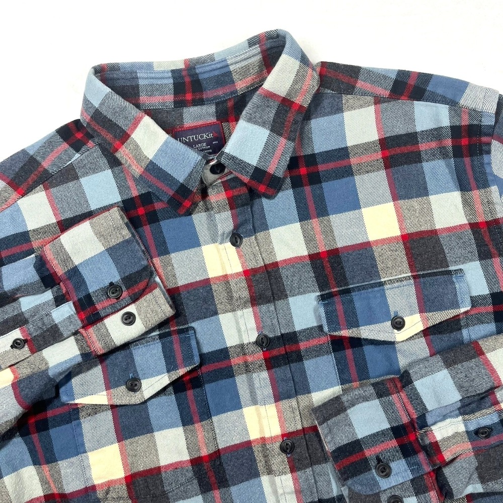 Untuckit Jerram Flannel Button Up Work Shirt Mens L Plaid Casual Outdoors Hiking